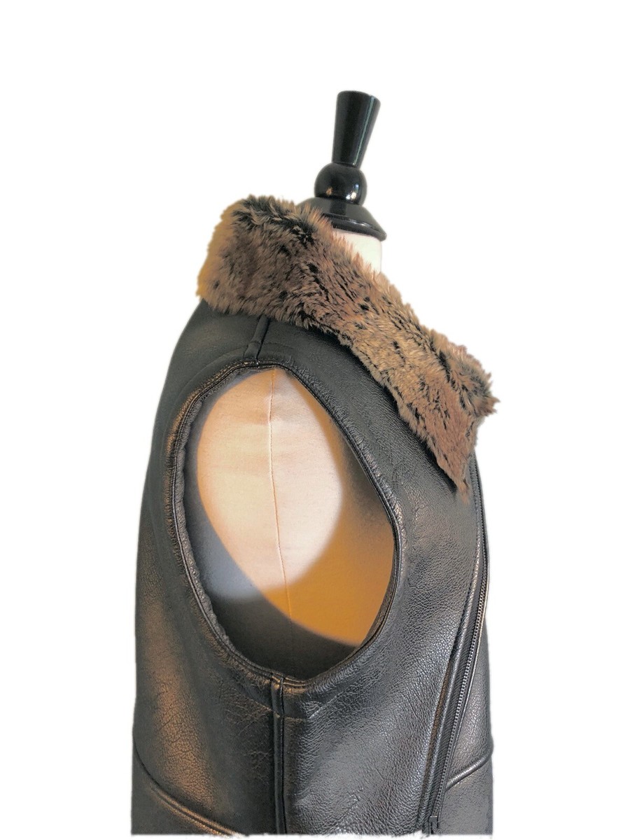 Vegan Faux Leather JKT Vest Motorcycle Black Tawny Fur Vegan Faux Leather JKT Vest Motorcycle Black Tawny Fur
