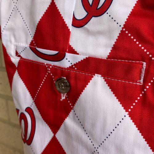 Pantalones Loudmouth MLB Washington Nationals Argyle rojo/blanco/rizado con - talla 36 X 32 - Imagen 5 de 9