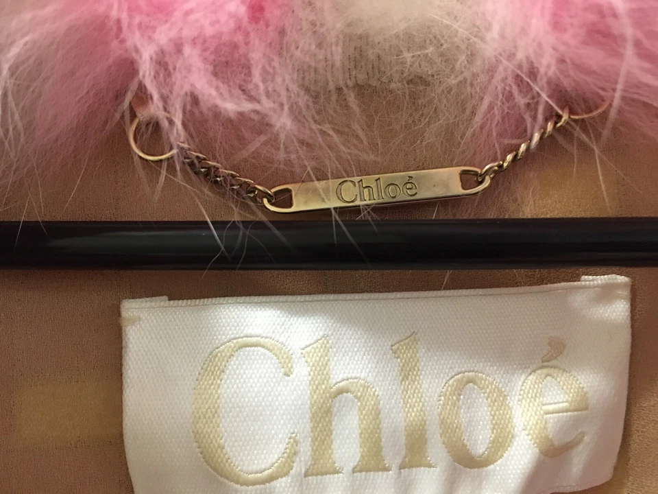 Chloe Fox Fur jacket - Acid pink & white color, Size FR 34 - Image 4 of 4