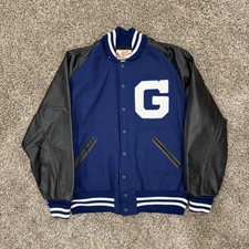 Vtg Ripon Jackets Varsity Letterman Jacket Men XL Blue Wool Black Leather “G”