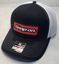 Snap-on Patch on Richardson 112 Trucker Hat Snapback Black/White