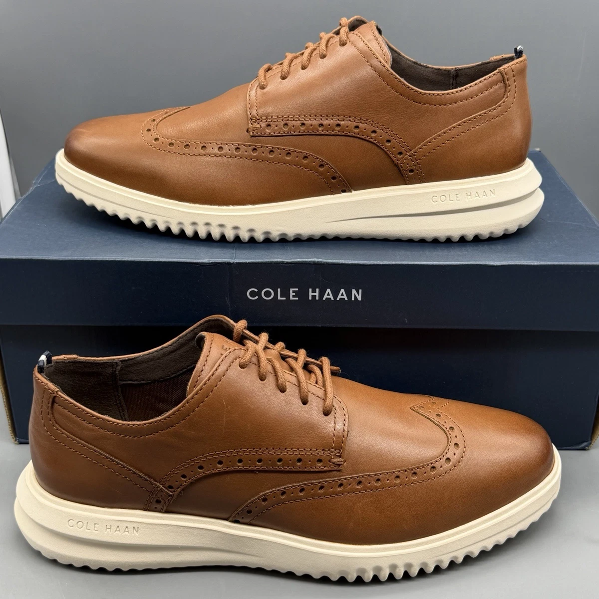 Cole Haan Men\'s Grand+ Wingtip Oxford Shoes C34022 British Tan Sz 8.5M NEW! $195 Cole Haan Mens Original Grand Ultra Wingtip | Mercari main image 4