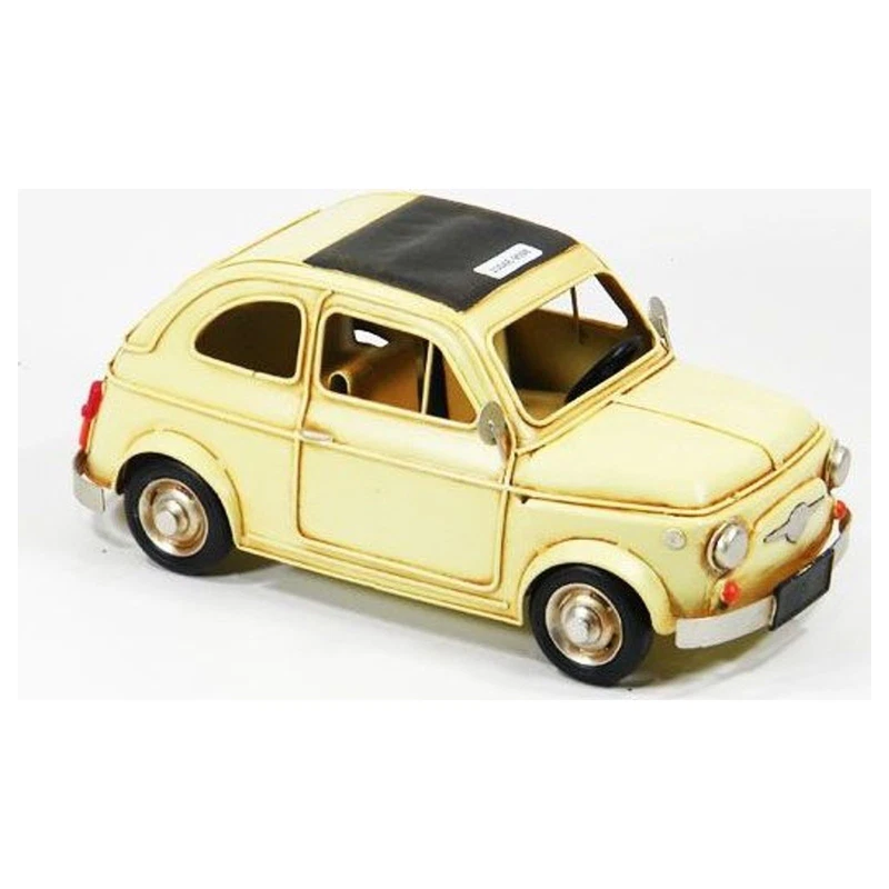 Auto in Metallo Modellino Vintage Beige Crema 27x13,5x11,5 cm Retro Soprammobile, fotografia 5 di 9