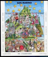 887384) San Marino blocco 17 MNH, il villaggio Europa
