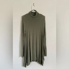 Soft Surroundings Sage Ruched Turtleneck Swing Asymmetrical Tunic Top Women's M
