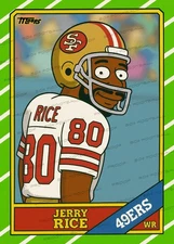 Jerry Rice Homer's Heroes Simpsons Parody 1986 Rookie Custom Trading Card 49ers