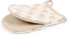 Mini Oven Mitt, Kitchen Oven Mitt for Cooking and Baking, Brown-And-White Mocha 