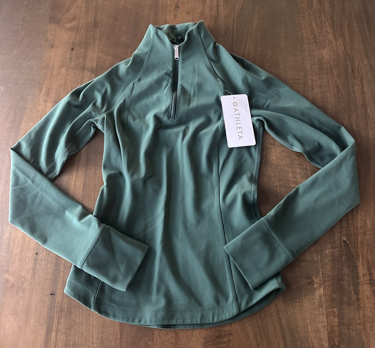 Athleta Salutation Half Zip Top Pullover Seaweed Snack Green
