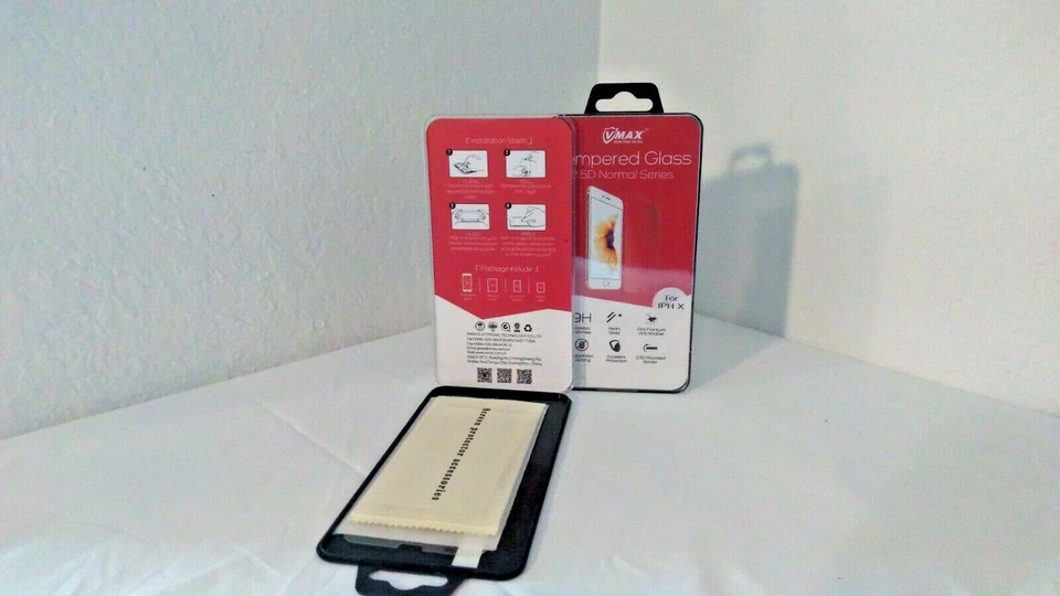 Cubierta protectora de pantalla de vidrio templado 2.5D para Apple iPhone X de Vmax Foto 3 de 4