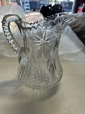 Vtg Crystal Glass Decanter Star American Brilliant Clear Cut 8”