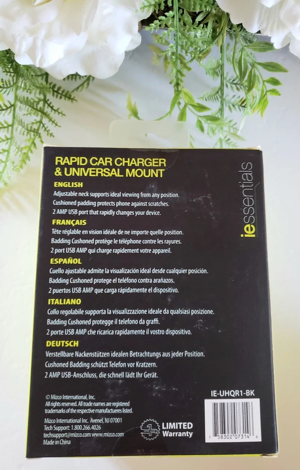 Iessentials LE-UHQR1-Bk. Rapid Car Charger & Universal Mount 2.1-Amp USB Port - Image 4 of 4