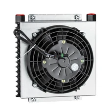 Stacked Plate Hot Rod Engine/Transmission Oil Cooler With Shroud Fan