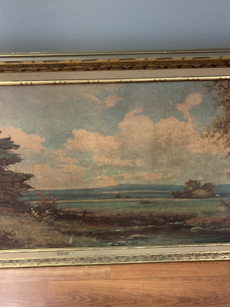 Vintage Art Robert Wood Pine And Birch Signed Framed Reproduction