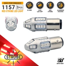 SYNETICUSA 1157 Red LED Light Bulbs Strobe Safety Alert Brake Tail Light/Parking