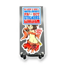 Quirky Fun Japan Sticker Beautiful Sexy Girl Pink Ribbon Decal B-Side Label