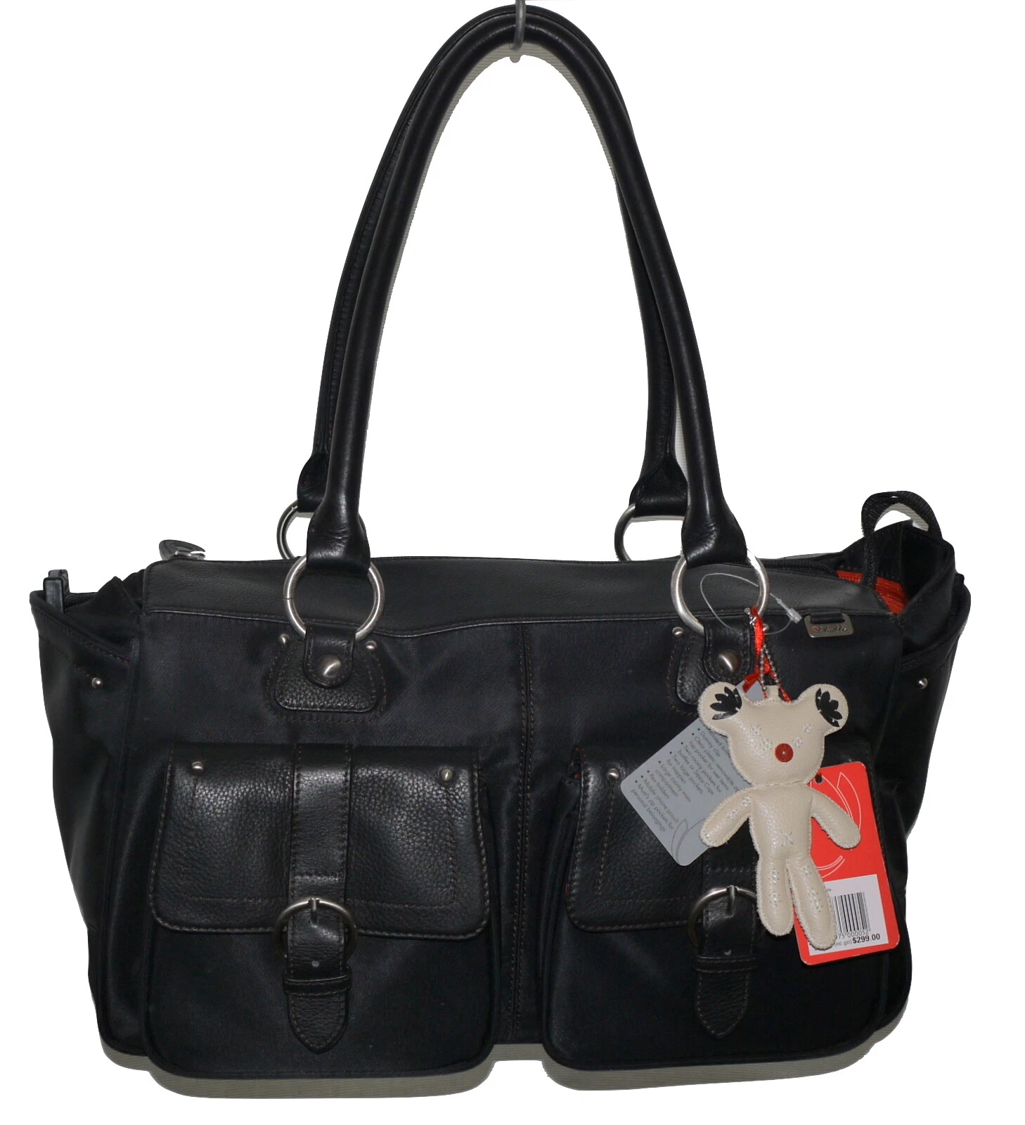 Il Tutto Ava Black Leather + Vinyl Changing Nappy Bag & Accessories NWT SP £149