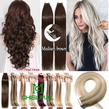16"18"20"22"26" 8A Tape In Remy Human Hair Extensions Seamless Skin Weave Hair