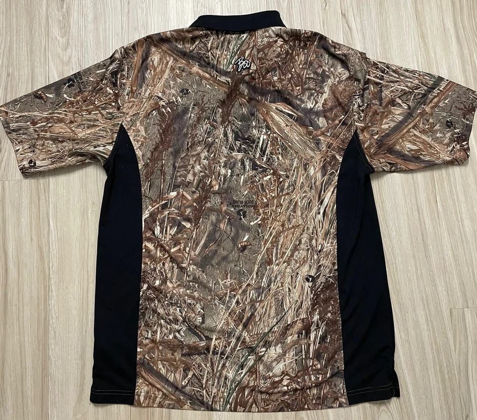 Camo Hunting Boo FIRETHORN TOUR Polo Shirt Mens M Classic Mossy Oak Duck Blind - Image 2 of 4