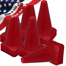 36 New 9" Tall RED Cones ~ Soccer Football Baseball Traffic Dog Training Safety