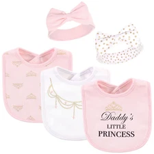 Little Treasure Cotton Bib and Headband Set 5pk, Daddys Princess, One Size
