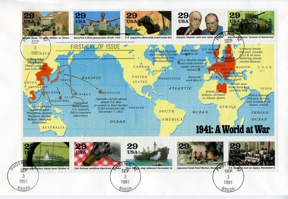 FDC USA World War WWII 1941 Set  #2559  and  2559a-j Lot of 13 Fleetwood Covers - Image 2 of 4