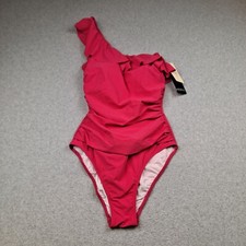 Gottex Swimsuit Woman 10 Pink Ruffle Profile One Piece Beach Resort 50 UV Ruch