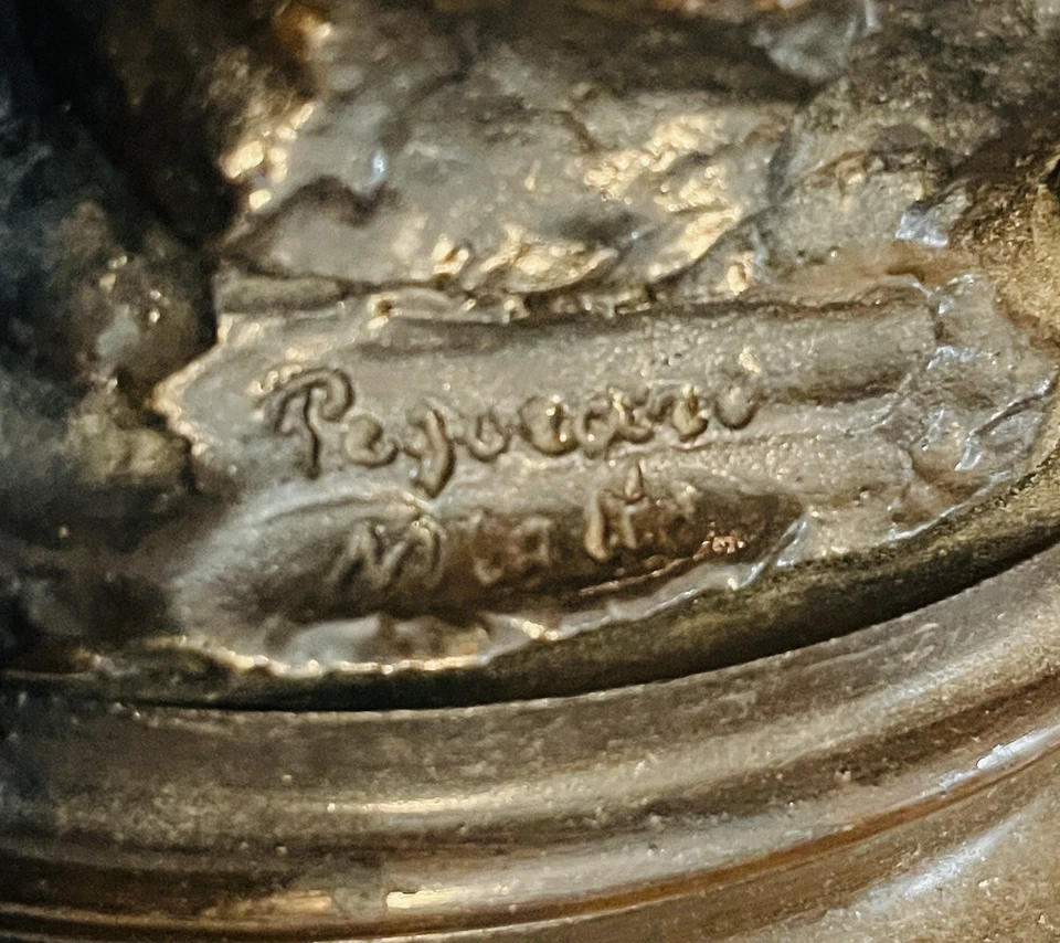 Juego De Lámparas De Bronce Mario Pegoraro - Pastor Niño Y Niña con Estatuilla Oveja Foto 4 de 4