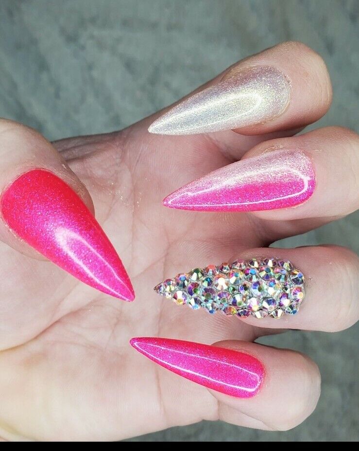 pink bling acrylic nails