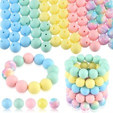 Versatile 100 Count Silicone Craft Beads in Macaron Colors - 15mm Round