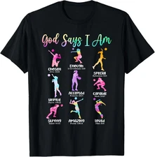 God Says I Am Volleyball Girls Teens Kid Christian Religious T-Shirt