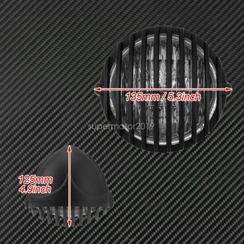 5'' Headlight Light & Grill Cover Fit For Harley Chopper Bobber Cafe Racer 1200 - Image 3 of 4