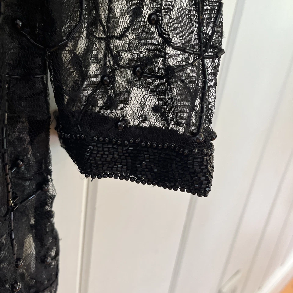 Scala Elegant Shawl Wrap Black Women Sz XL Or XXL Long Beaded, Formal Black Tie - Image 4 of 4