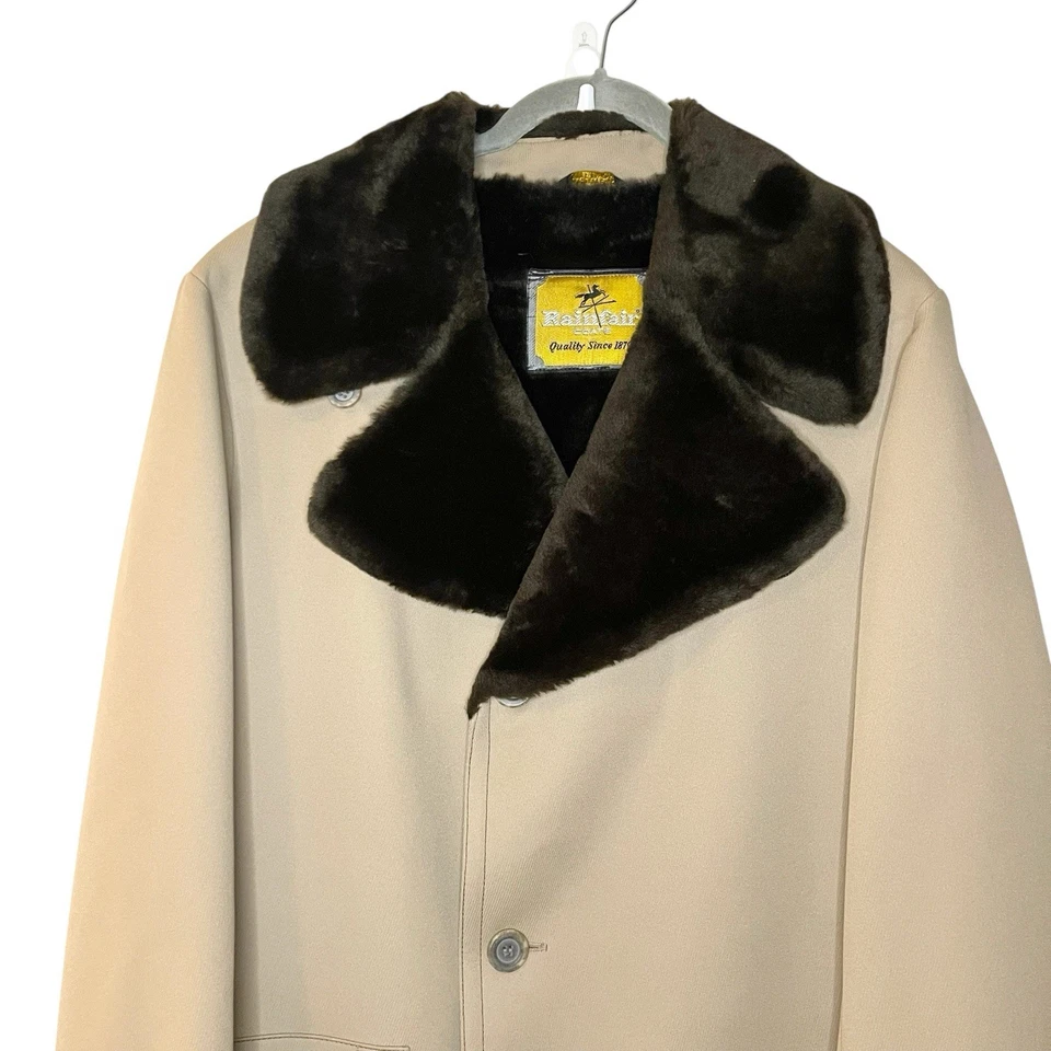 Rainfair Trench Coat 38 Faux Fur Lined Dadcore Normcore Urban Streetwear Tan - Image 3 of 4