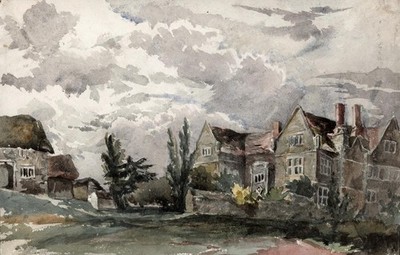 Aquarell Gemälde - West Court Priory Isle Of Wight - 1847 - 19. Jahrhundert