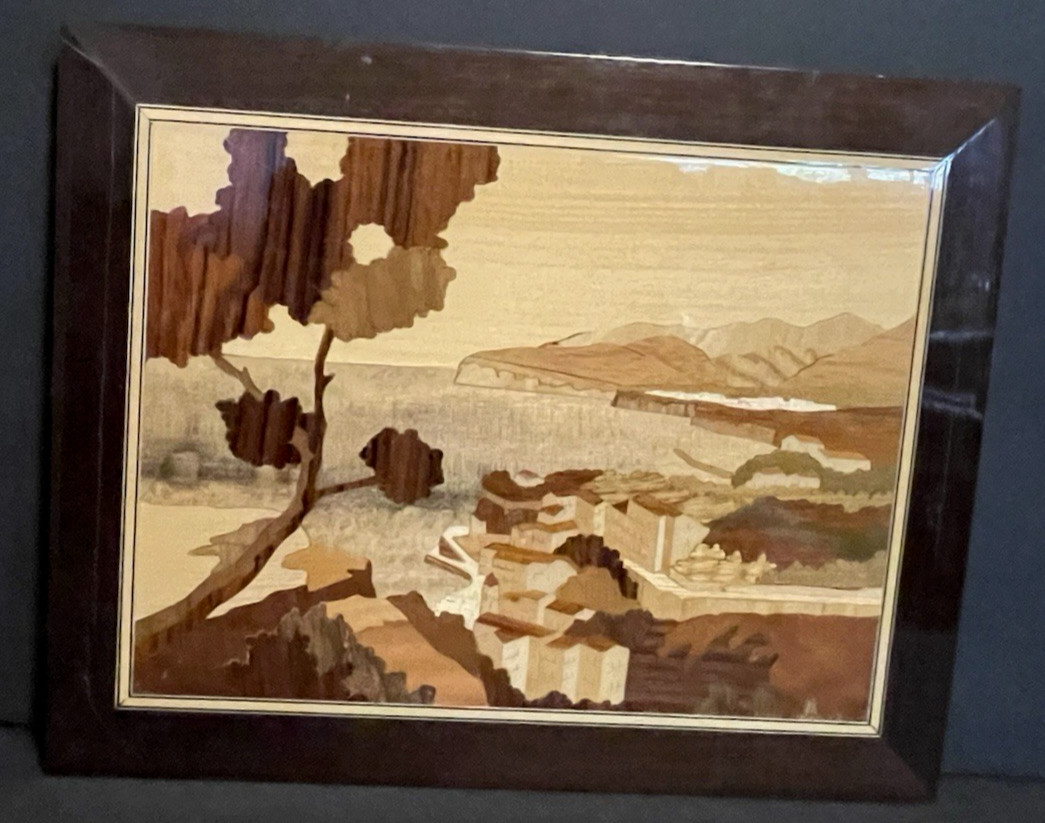 Vintage Handmade Marquetry Wood Inlaid Picture MADE IN ITALY 