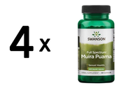 4 X Swanson Full-Spectrum Muira Puama Root, 400Mg - 90 Caps (208,26 Eur/Kg)