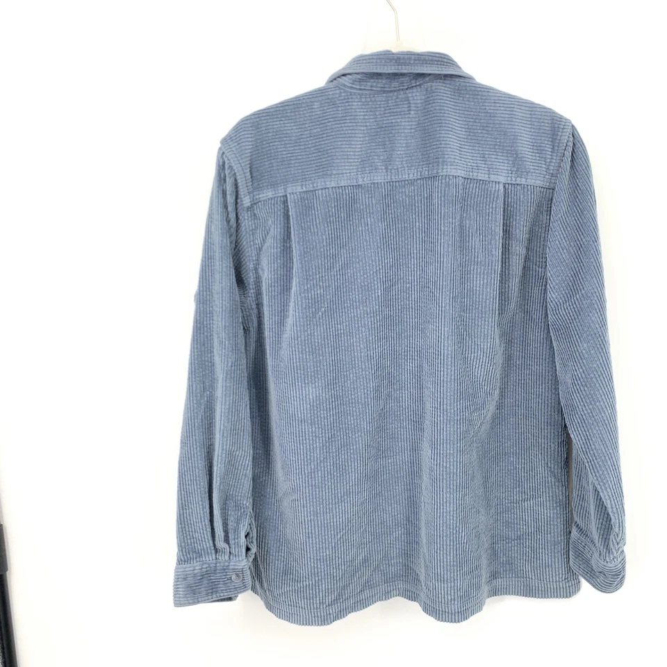 Camisa LL Bean para mujer talla mediana con botones Top azul pana algodón chamarra Foto 4 de 4