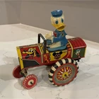 Marx Vintage 1950 Tin Mickey Mouse Tractor w/ Donald Duck Driver Figure