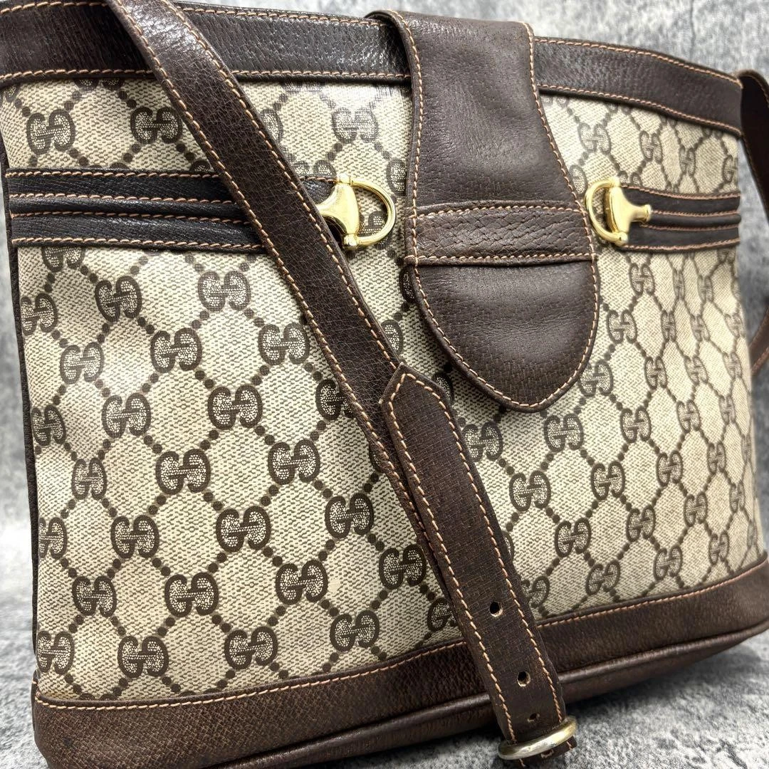Sac à bandoulière GUCCI GG Horsebit cuir marron quincaillerie #PG5TC6