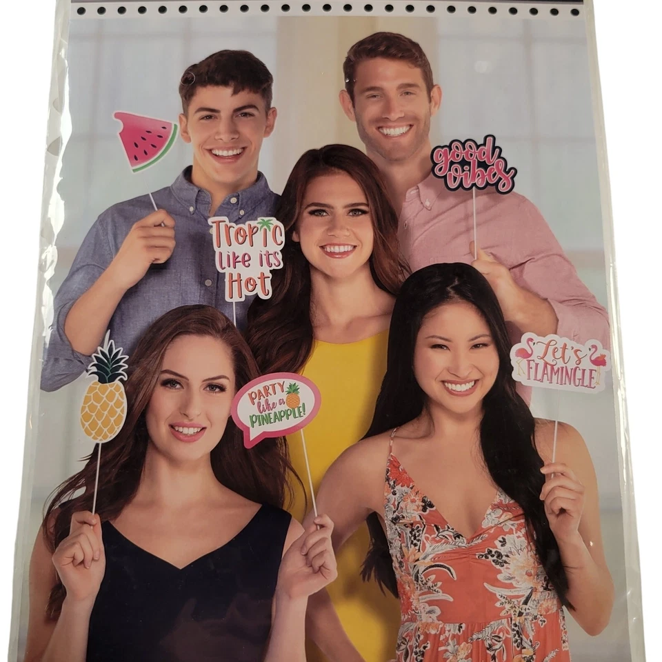 Juego de accesorios de cabina de fotos tropical - 13 piezas Luau decoraciones de fiesta verano primavera Foto 2 de 4