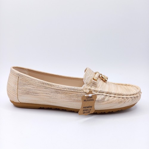 Mocassins Cuir Richelieu Chaussures Femme - 36 et 39 - Pompons Beige Or - Imagen 3 de 11
