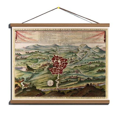 Ancient 1687 Early Antique Detailed Map Of Athens; Canvas Magnetic Wooden Hanger - Picture 4 of 16