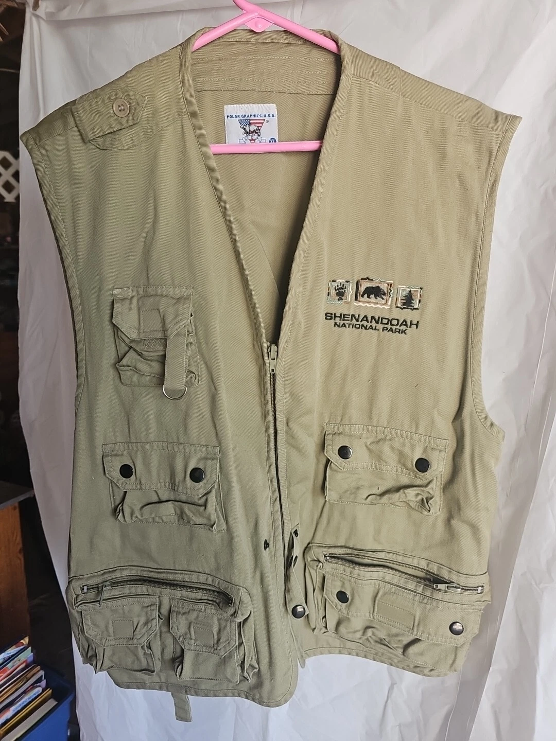 Polar Graphics Cargo Fishing Vest Men’s XL Tan Khaki Utility Hiking Cotton
Opens in a new window or 