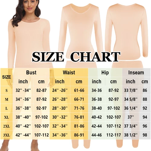 Womens Winter Ultra-Soft 2 Pc Thermal Set Top and Bottom Long Underwear Warm - Picture 23 of 27