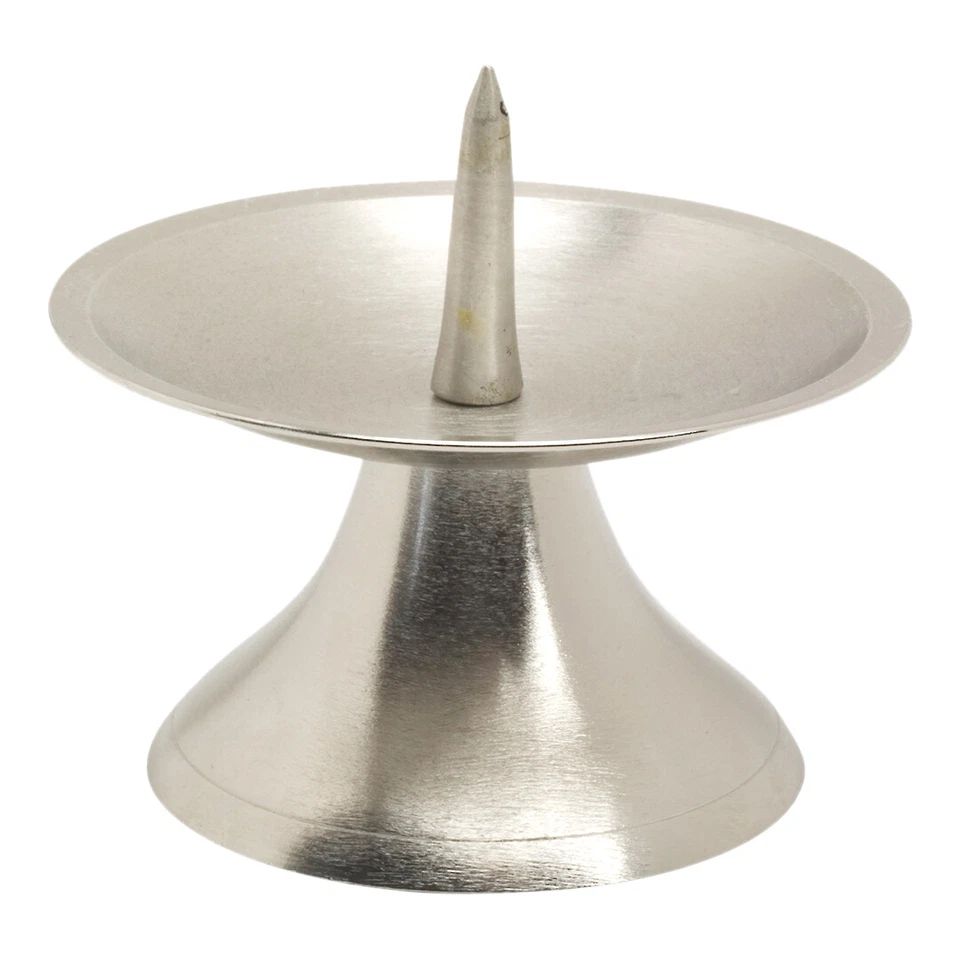 Scheibenleuchter Ø9cm Messing Vernickelt Kerzenleuchter Altarleuchter mit Dorn