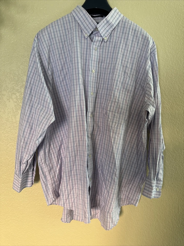 Land’s End Lot of 2 Men Size 18.5-34 Shirt Traditional Supima Non Iron Pinpoint  - Image 4 of 4