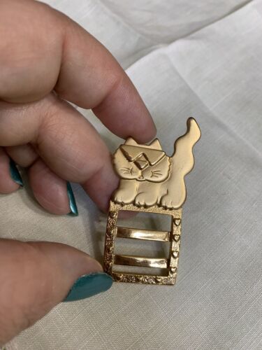 Broche prendedor JJ Jonette tono dorado marco de fotos de gato XF-64 - Imagen 2 de 6