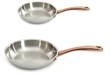 BergHOFF Ouro Gold 18/10 Stainless Steel Rose Gold Handle 8" & 9.5" Fry Pan Set