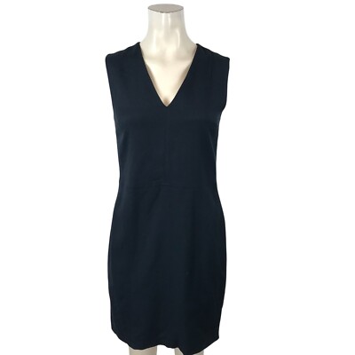 NAVY SLEEVELESS V NECK PENCIL CAREER DRESS