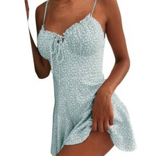 Sexy Womens Summer Boho Floral Printed Mini Dress Strappy Holiday Beach Sundress
